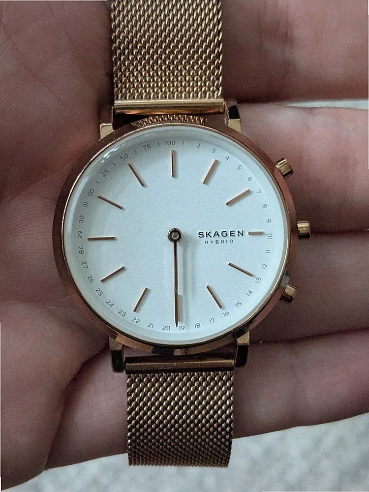 Skagen Hald Connected Hybrid Smartwatch Milanaise Armbanduhr Damen Roségold