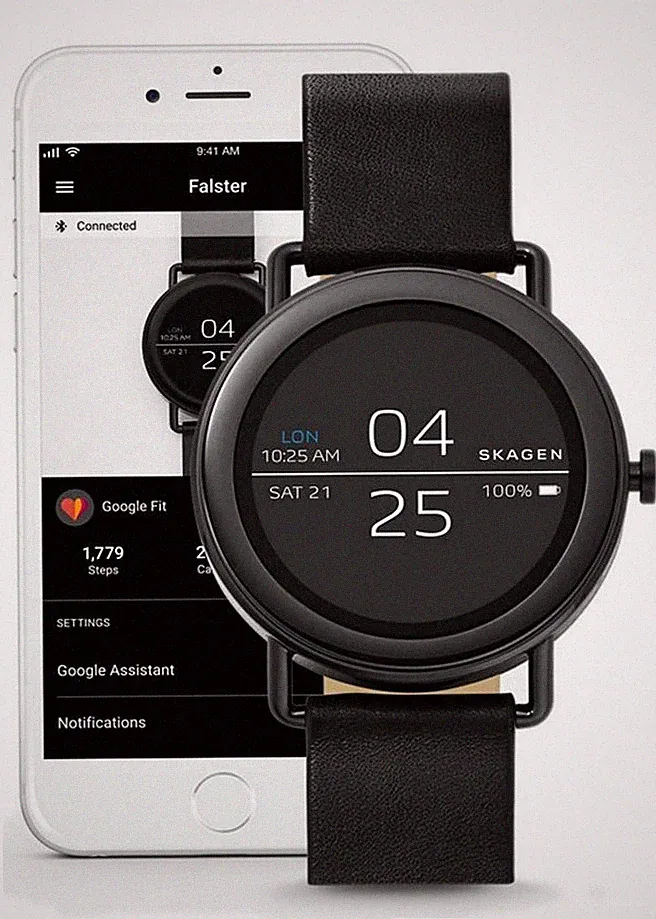 Skagen Smartwatch SKT5001 Model DW5S1 Unisex Lederband schwarz mit Ladegerät NEU