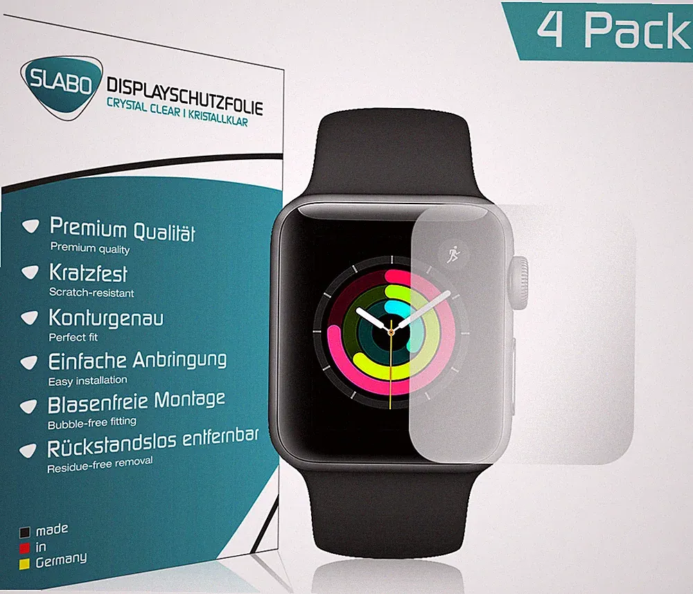 Slabo Displayschutzfolie für Apple Watch Series 3 (38mm) (4er Set) - KLAR
