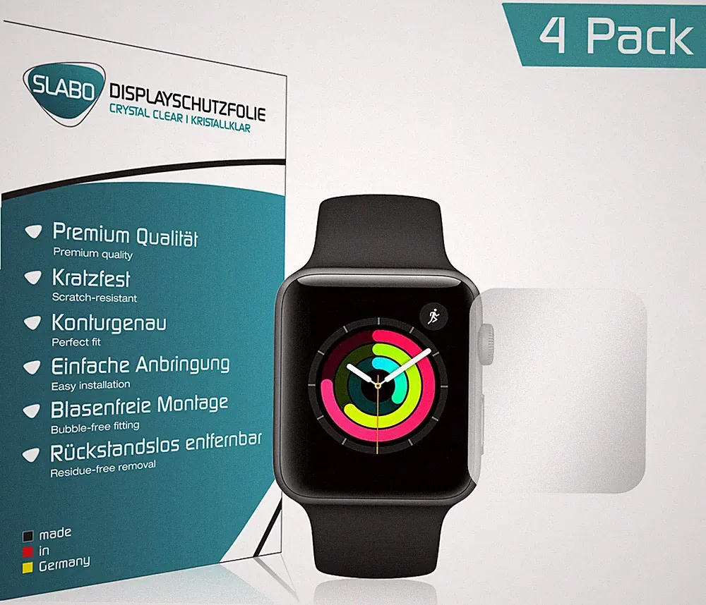 Slabo Displayschutzfolie für Apple Watch Series 3 (42mm) (4er Set) - KLAR