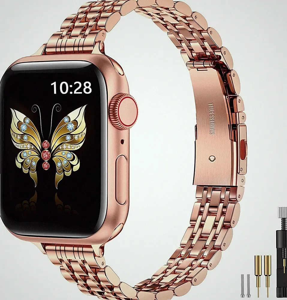 Slim Band kompatibel mit Apple Watch Armband 38 mm 40 mm 41 mm Rosegold