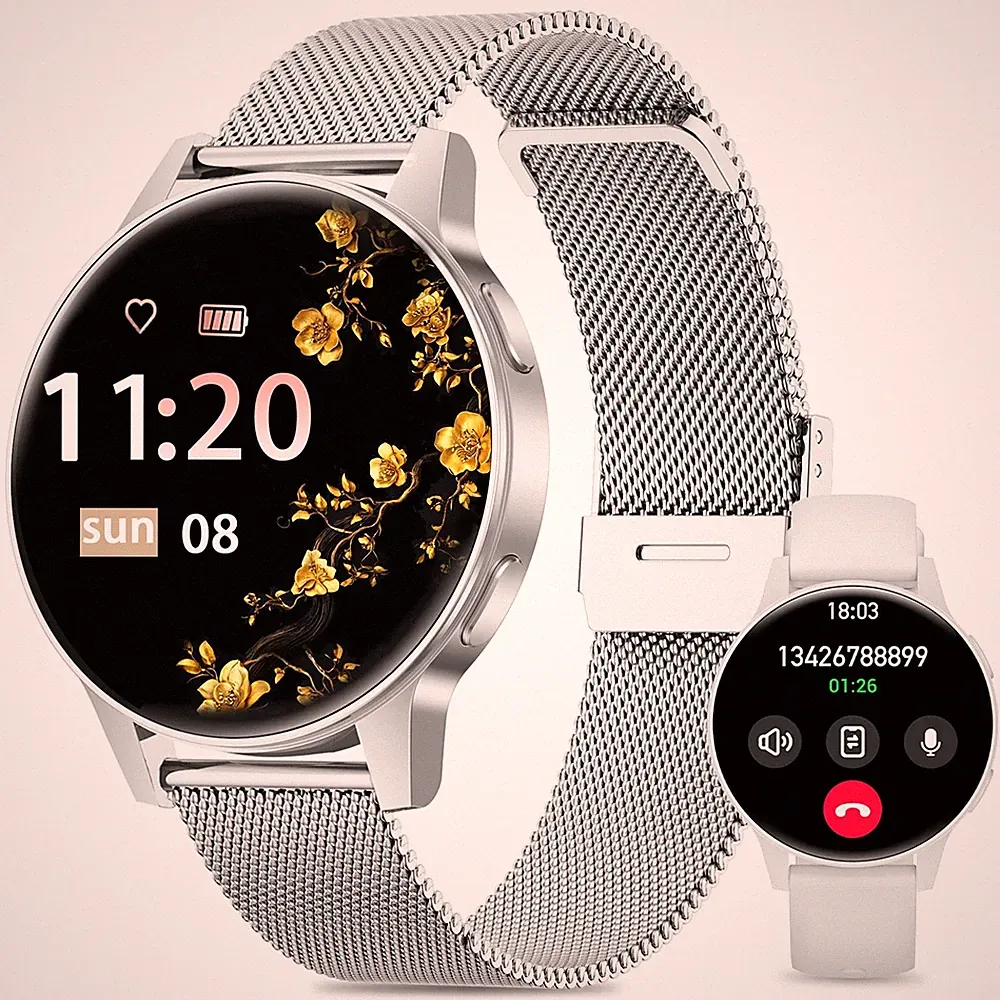 SLOKSFil Smartwatch Damen 1,27" TFT, Telefonfunktion, Fitness & SchlafCheck