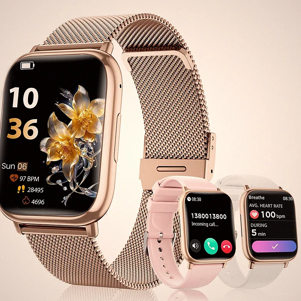 SLOKSFil Smartwatch Damen mit Telefonfunktion, 3 Armbänder 1.83" HD Fitness T...