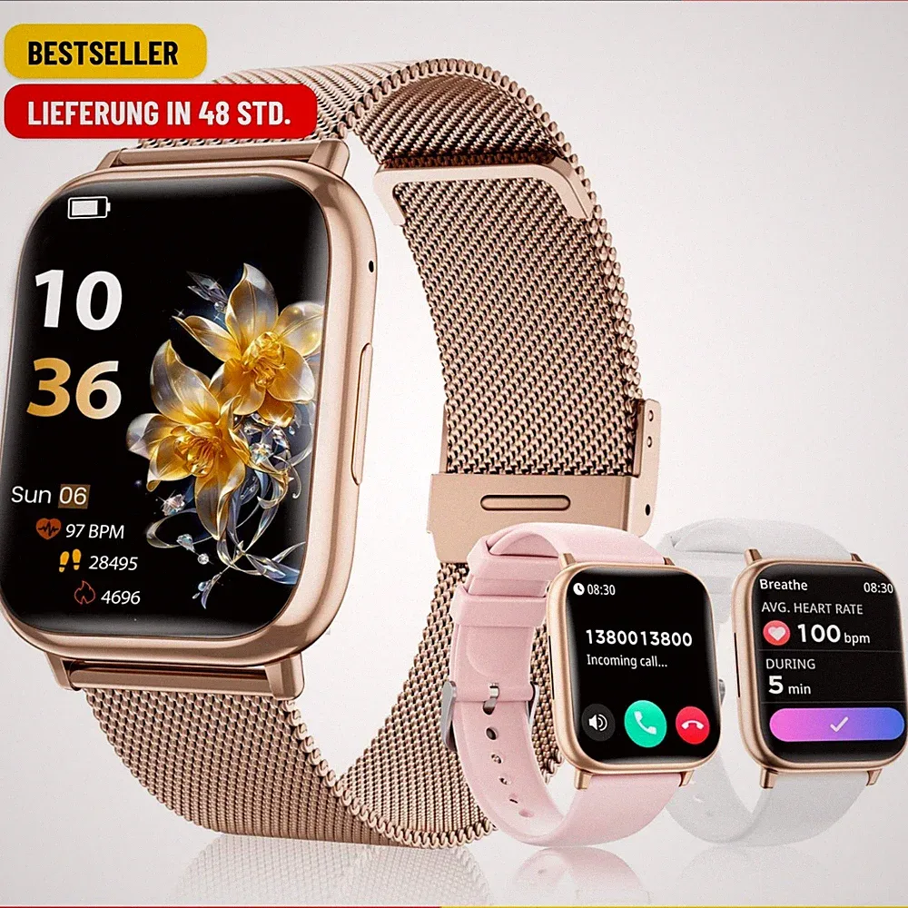 SLOKSFil Smartwatch Damen mit Telefonfunktion, 3 Armbänder 1.83" HD Fitness Trac