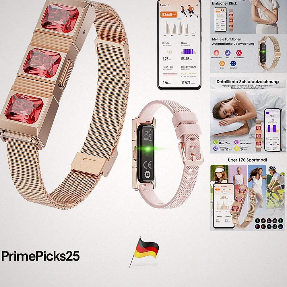 Smart-Armband für Damen Activity Tracker mit Herzfrequenz Blutsauerstoff Schl...
