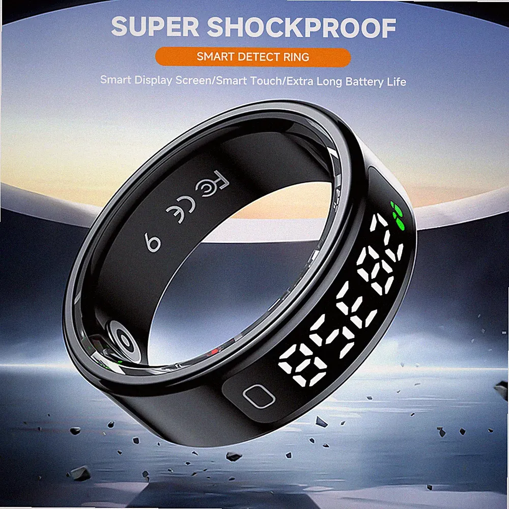 Smart Ring Fitness Tracker Display Screen Heart Rate SPO2 Sleep Monitoring