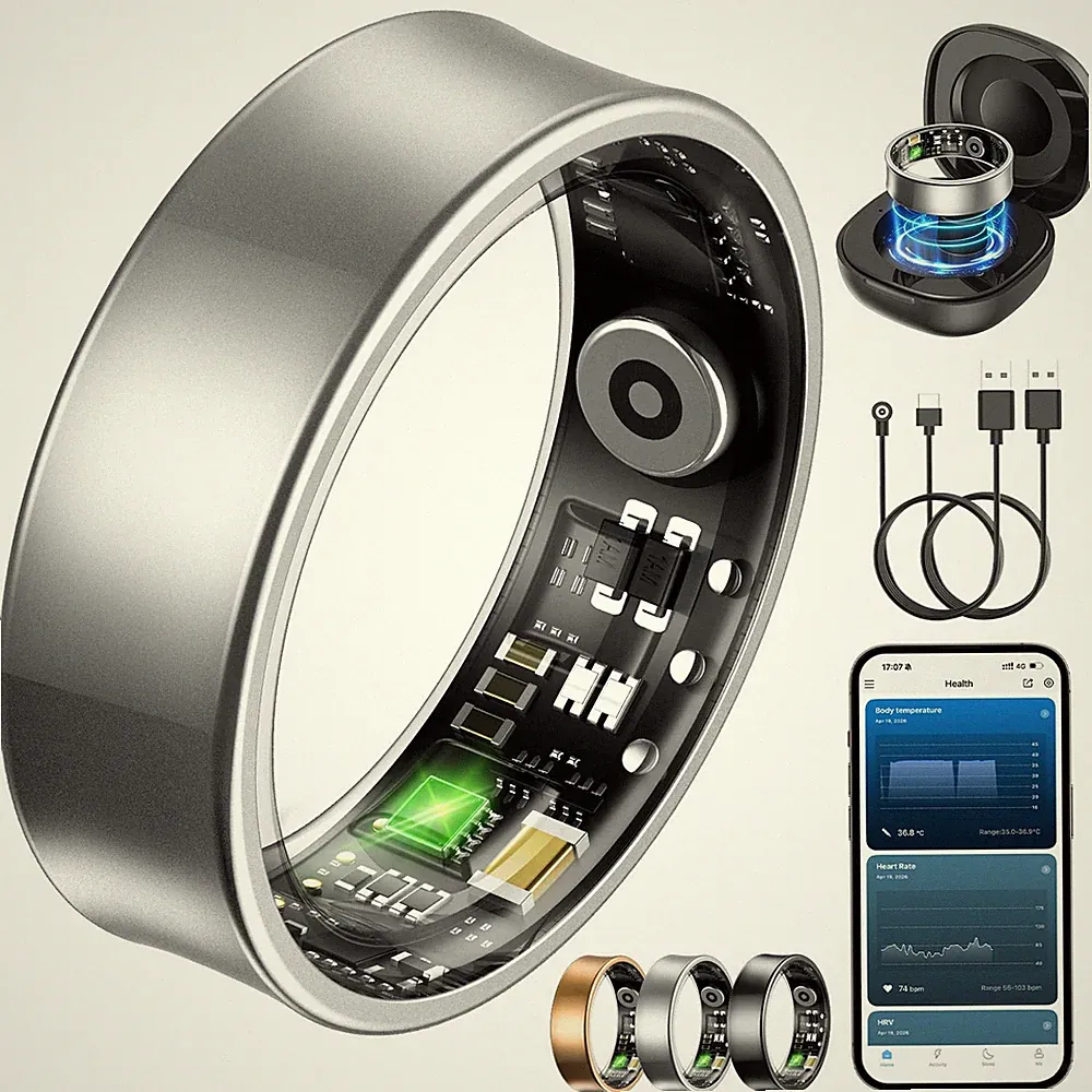 Smart Ring Fitness Tracker Herren Damen Schlaf Herzfrequenz SpO2 170 Sportmodi