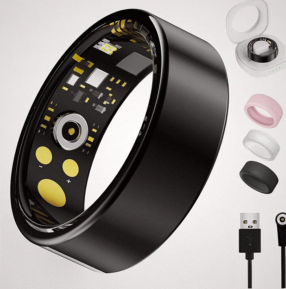 Smart Ring Fitness Tracker Herzfrequenz Schlaf Blut Sauerstoff IP68 iPhone Android