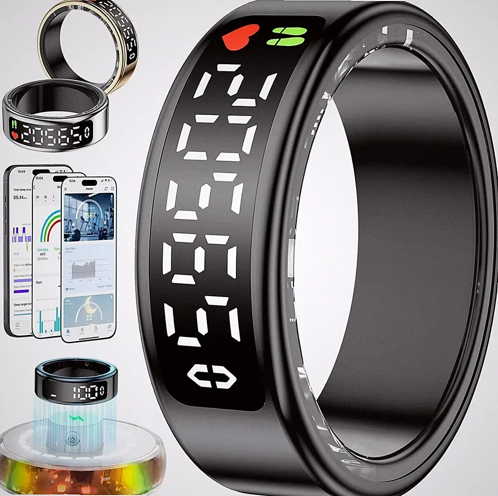 Smart Ring für Damen Herren, Smartringe mit LED Anzeige, Fitness Tracking Rin...