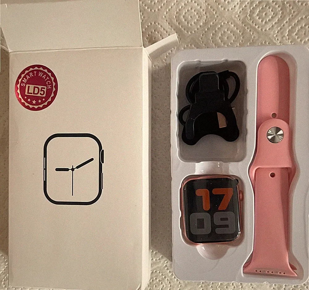 Smart Watch Damen rosa mit Telefonfunktion, Bluetooth 3.0/4.0, Android/IOS fähig