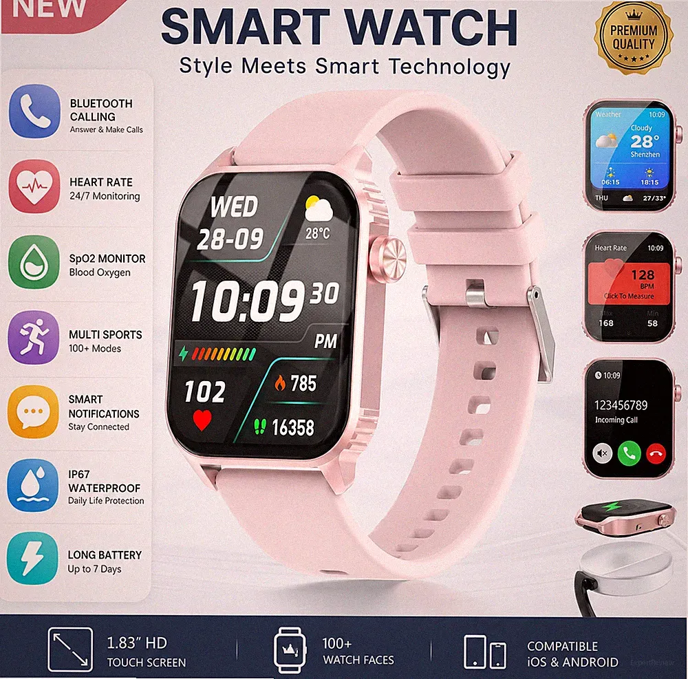Smart Watch Fitness Tracker Bluetooth Anruf Herzfrequenz SpO2 Wasserdicht