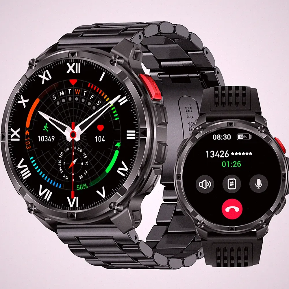 Smart Watch für Android iOS mit Fitness LED Taschenlampe Militärsportuhr 1100mAH