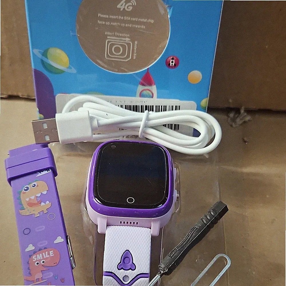 Smart Watch Kinder Smartwatch Kids 4G SIM-Unterstützung Lila Armband/Gehäuse