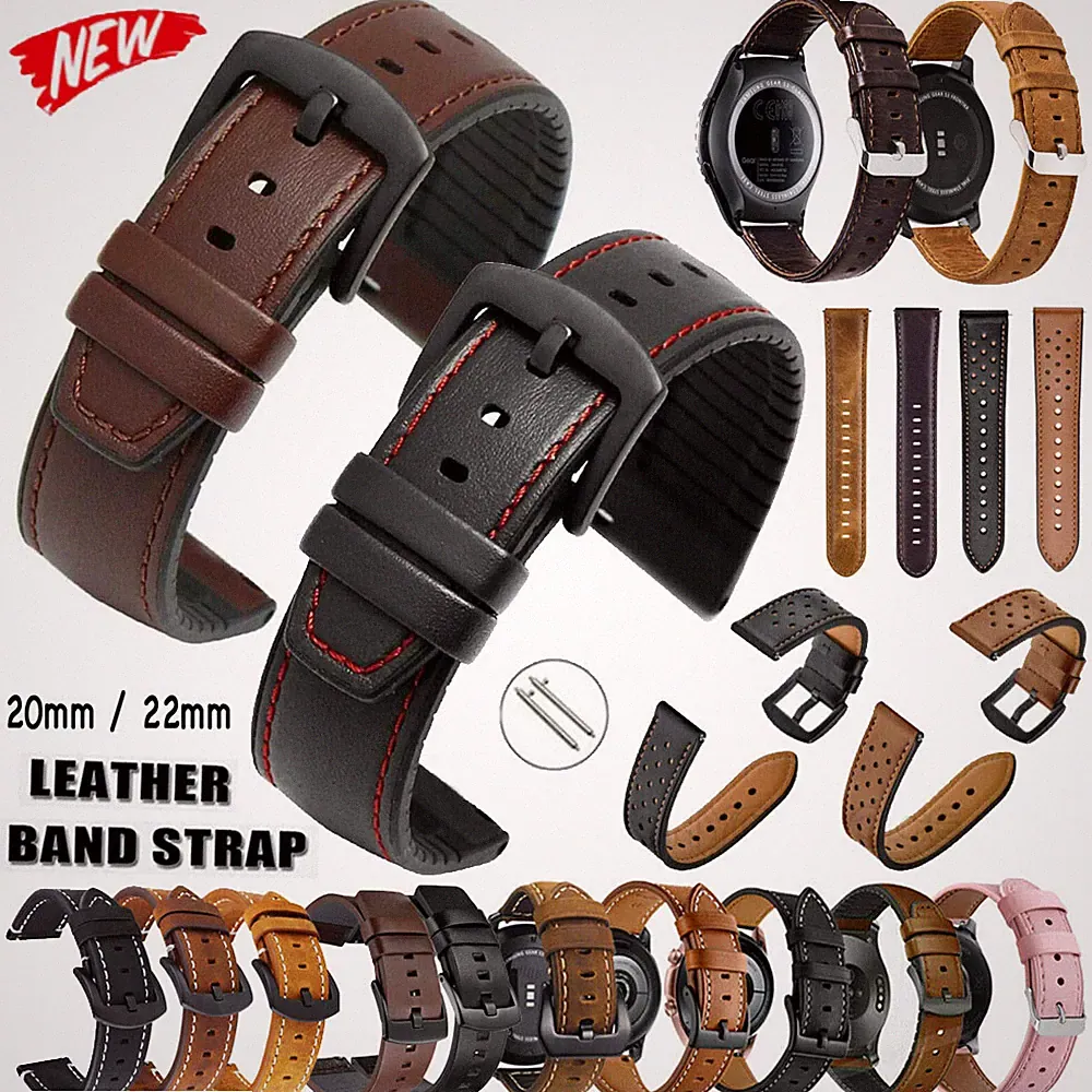 Smart Watch Lederarmband Klassisch Echtes Leder Armband Ersatz Armband 20mm/22mm