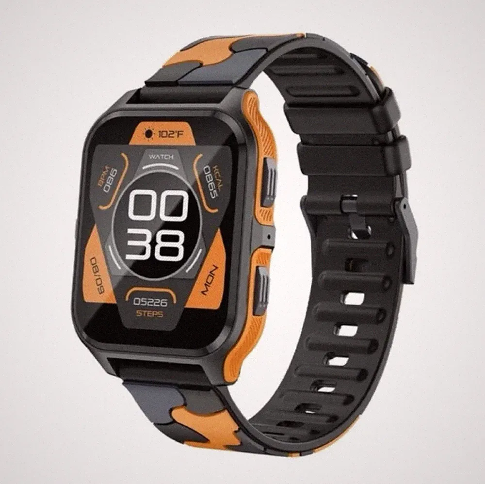 Smart Watch P73 , Tracker Uhr , Schwarz Orange , Silikonarmband