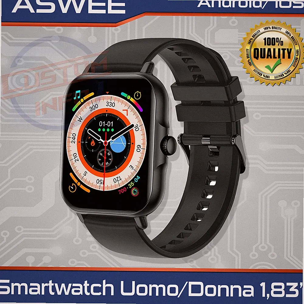Smartwatch, 1,83" Bildschirm Smartwatch Uhr Herren Damen | Android iOS | IP56