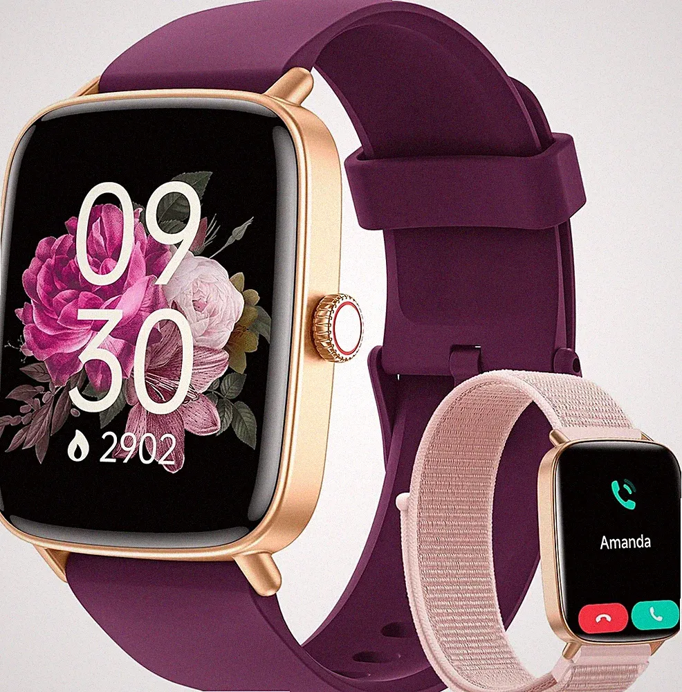 Smartwatch 1,85" Fitnessuhr mit Telefonfunktion 100+ Sportmodi IP68 für Damen