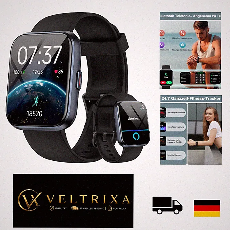 Smartwatch 1,85" für Herren Damen – Fitnessuhr mit Telefonfunktion, 10 Tage