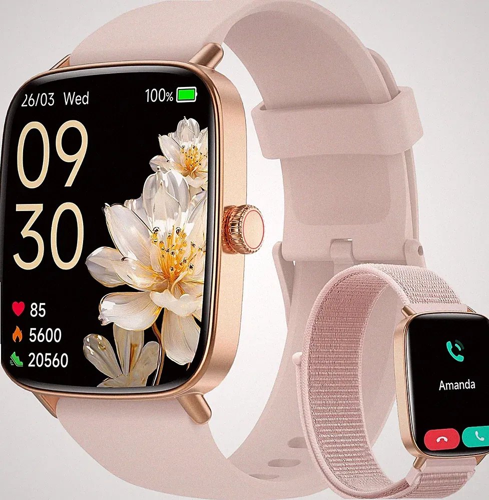 Smartwatch 1,85 Zoll Damen Fitnessuhr mit Pulsuhr Schlafmonitor IP68 Wasserdicht