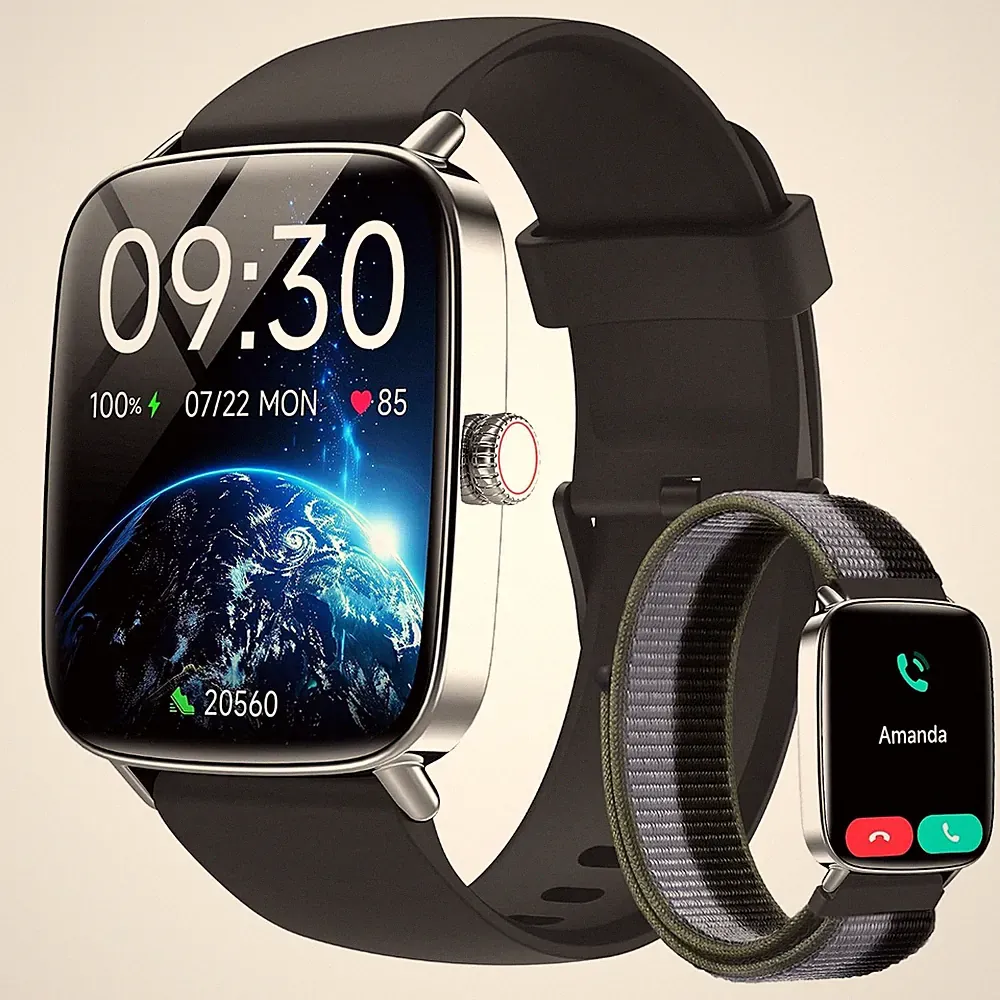 Smartwatch 1.85 Zoll Fitness Tracker wasserdicht Herzfrequenz Schrittzaehler
