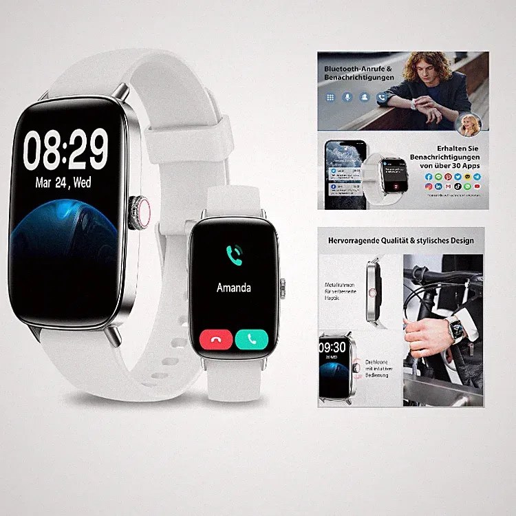 Smartwatch 1.85 Zoll Fitnessuhr Schrittzähler 110