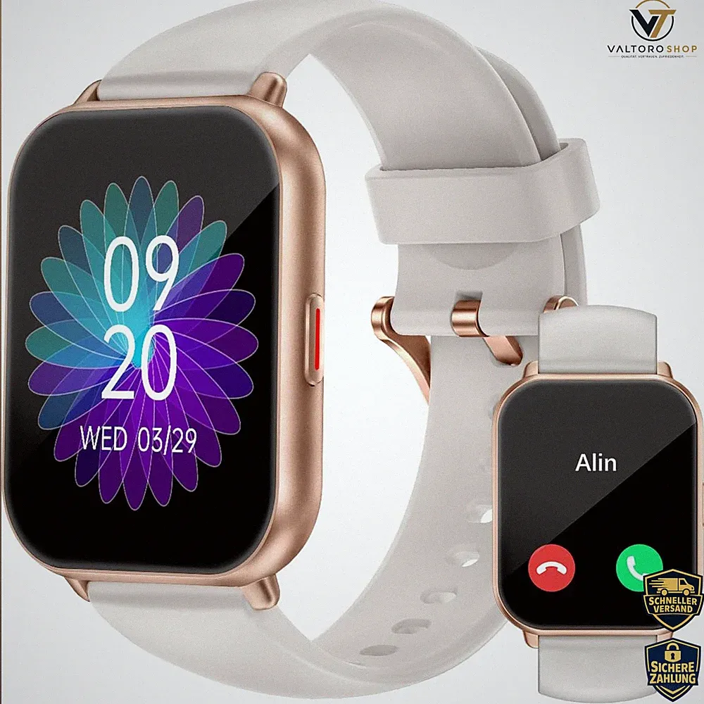 Smartwatch 1,85 Zoll HD Screen Fitnessuhr mit SpO2 Pulsuhr Schlafmonitor 110+