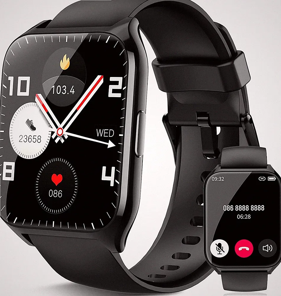 Smartwatch 1,85 Zoll P68 Wasserdicht Fitnessuhr mit Telefonfunktion Android iOS