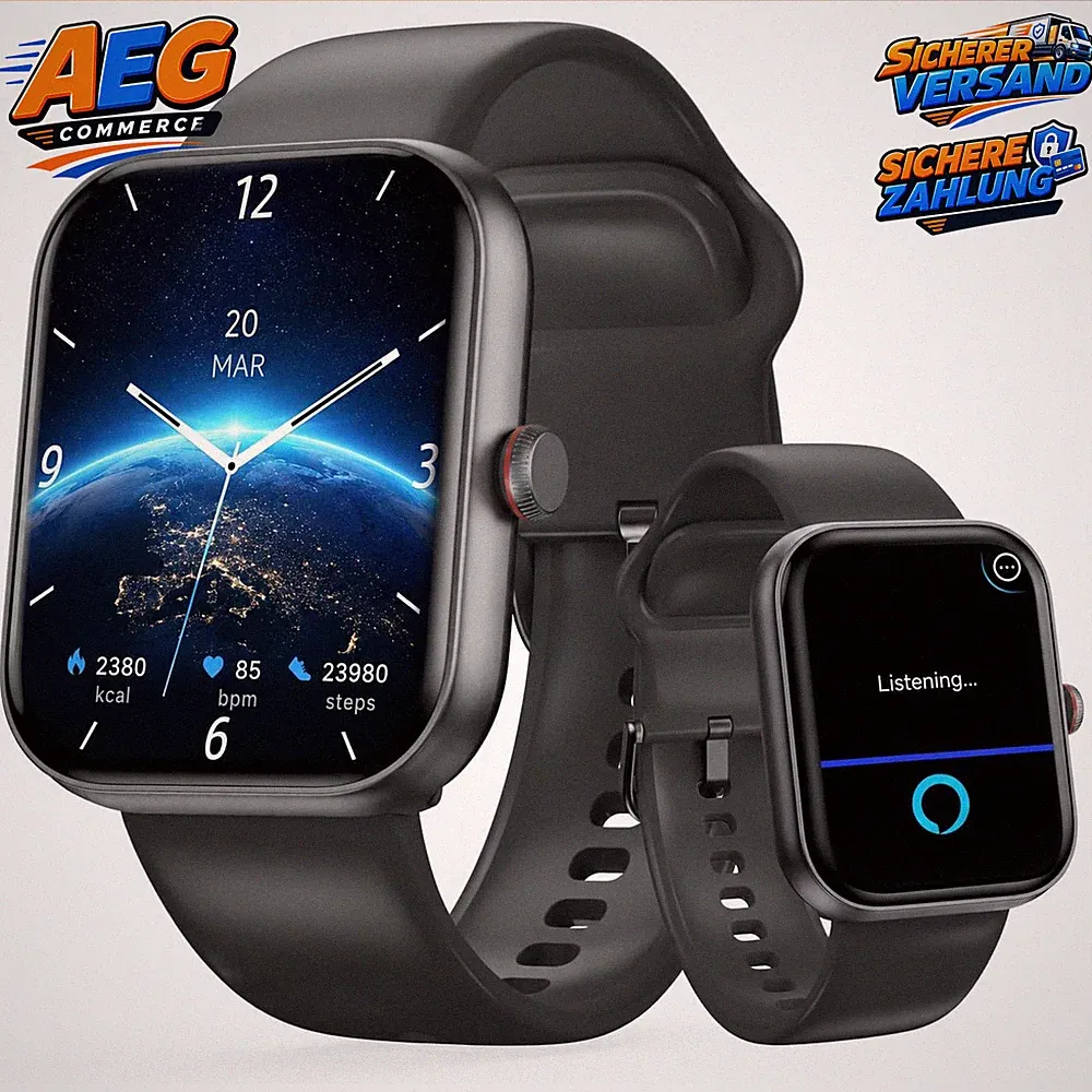Smartwatch 1,91 Zoll Herren mit Alexa Telefonfunktion Fitness Tracker