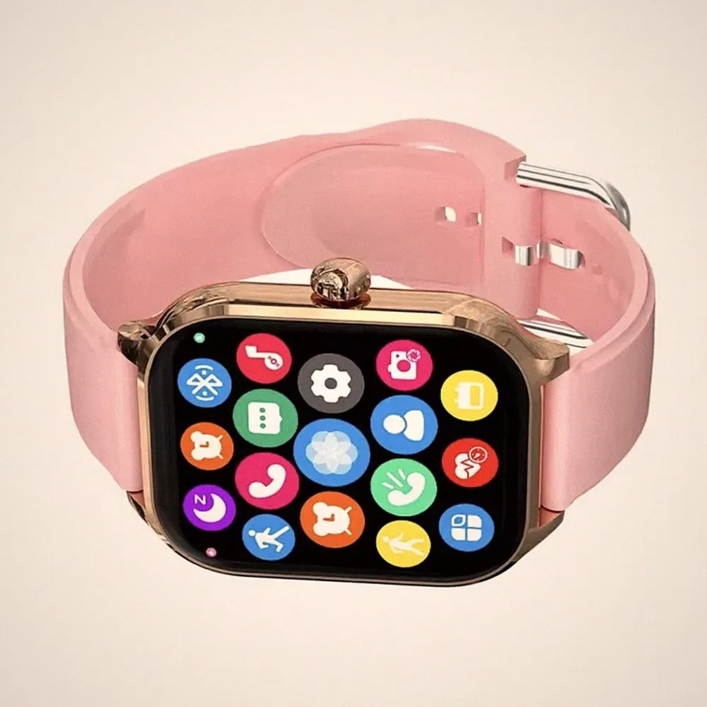 Smartwatch 2 51 mm Android iOS Bluetooth Call Musiksteuerung Rosa/Gold Neu