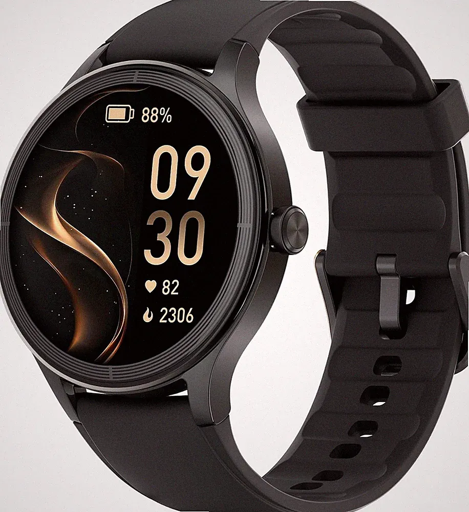 Smartwatch 40mm Rund Schwarz Schrittzähler für Herren Damen Uhr