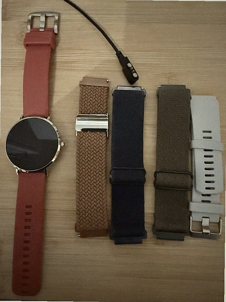 Smartwatch 42 mm Edelstahl Touchscreen Android/iOS rot, USB, 4 Wechselarmbänder