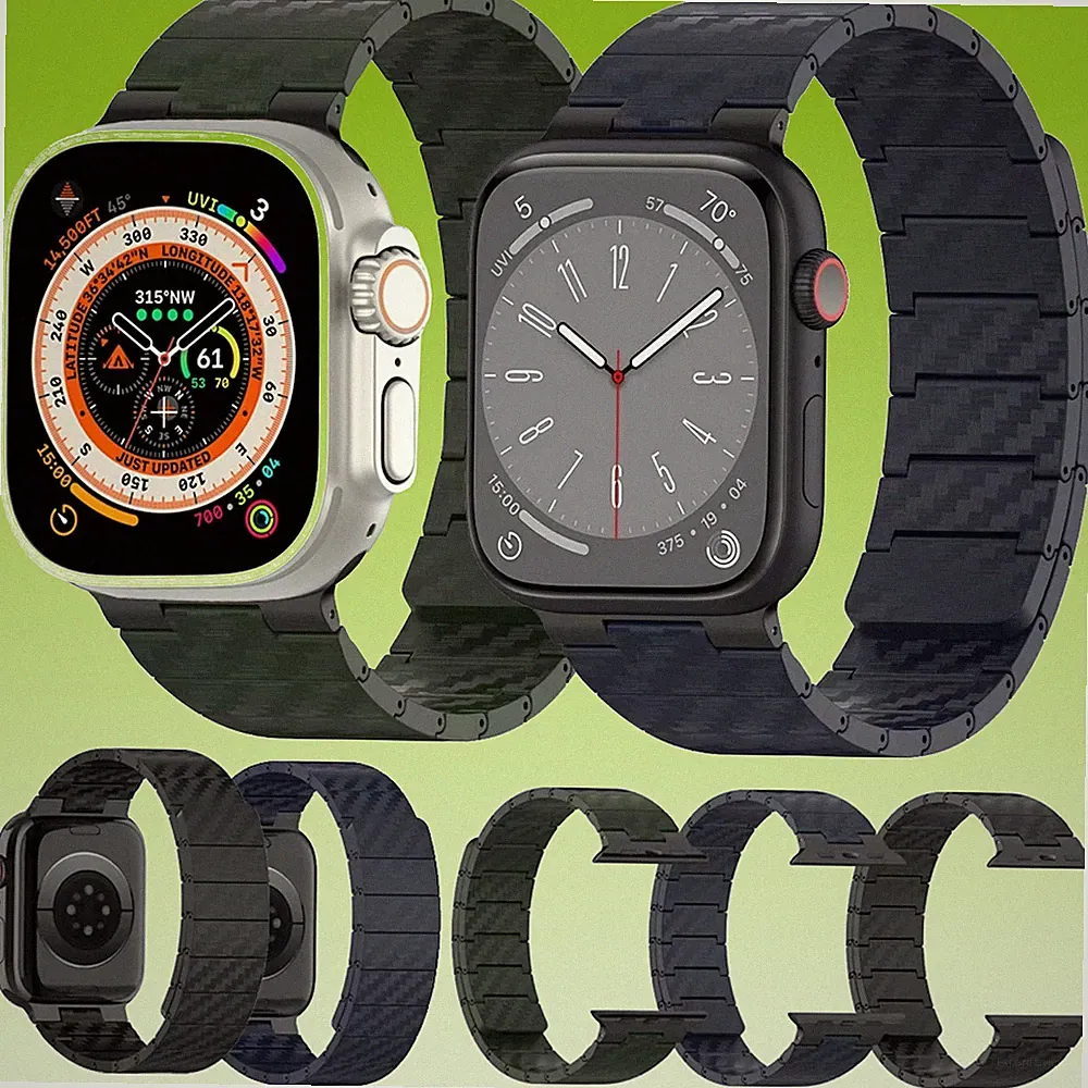 Smartwatch Armband für Apple Watch Carbonfaser Magnetischer Verschluss Ersatz