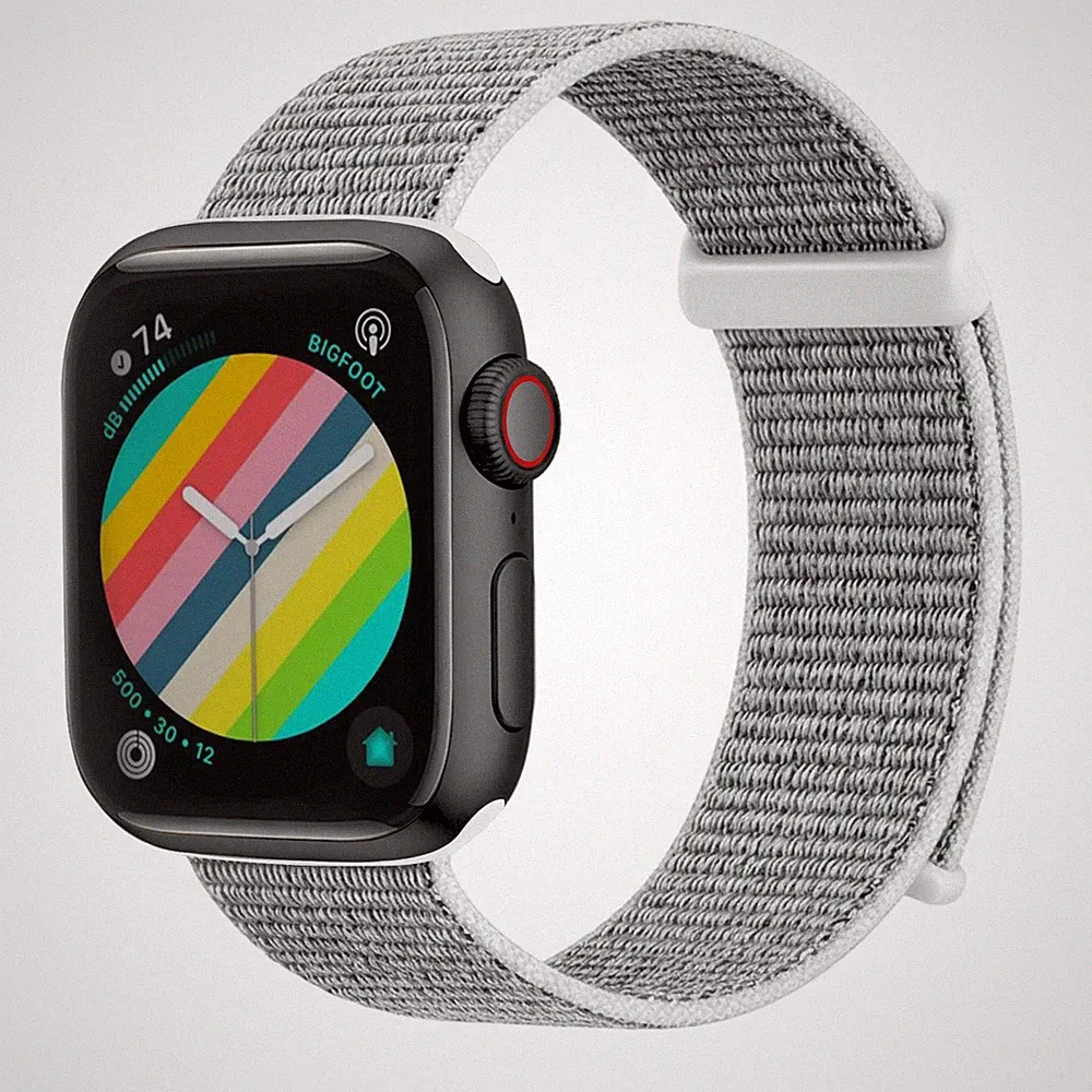 Smartwatch Armband für Apple Watch SE 1 40mm Nylon Textil Klettverschluss Grau