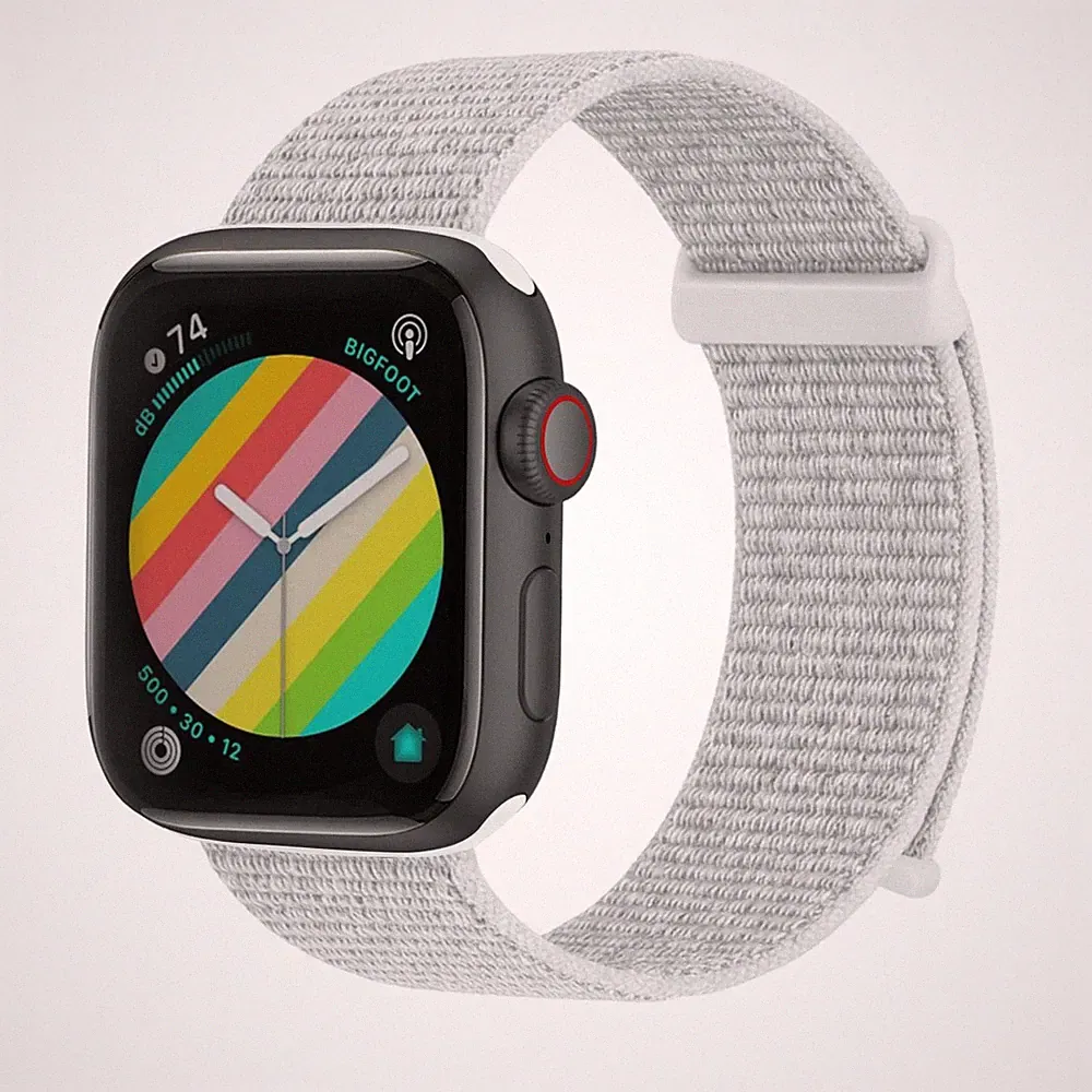 Smartwatch Armband für Apple Watch SE 1 44mm Nylon Textil Klettverschluss Weiß