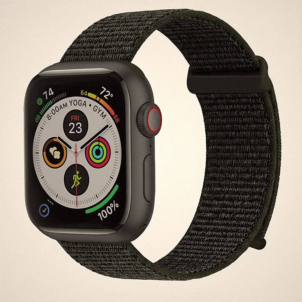 Smartwatch Armband für Apple Watch SE 2 40mm Nylon Textil Klettverschluss Grün