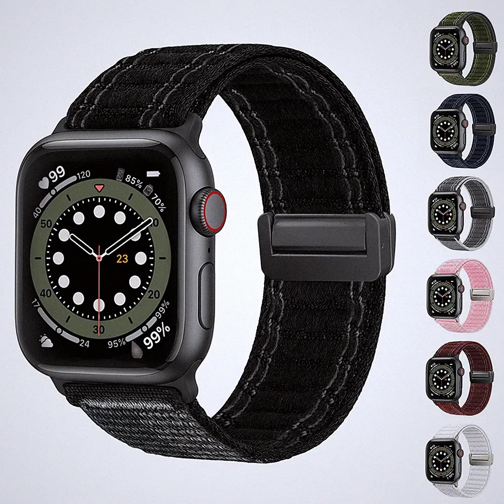 Smartwatch Armband für Apple Watch SE 3 40 mm 44 mm Textil Ersatz Band Magnet