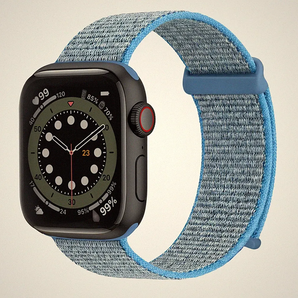 Smartwatch Armband für Apple Watch SE 3 40mm Nylon Textil Klettverschluss Blau