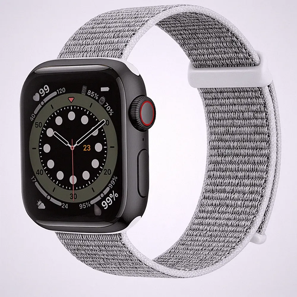 Smartwatch Armband für Apple Watch SE 3 40mm Nylon Textil Klettverschluss Grau