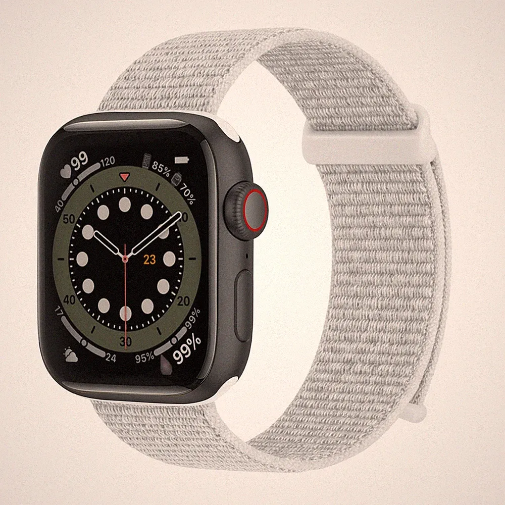 Smartwatch Armband für Apple Watch SE 3 40mm Nylon Textil Klettverschluss Weiß