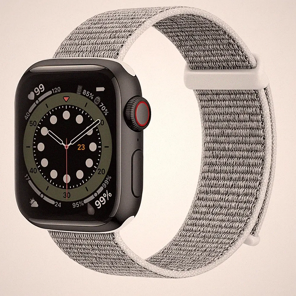 Smartwatch Armband für Apple Watch SE 3 44mm Nylon Textil Klettverschluss Grau