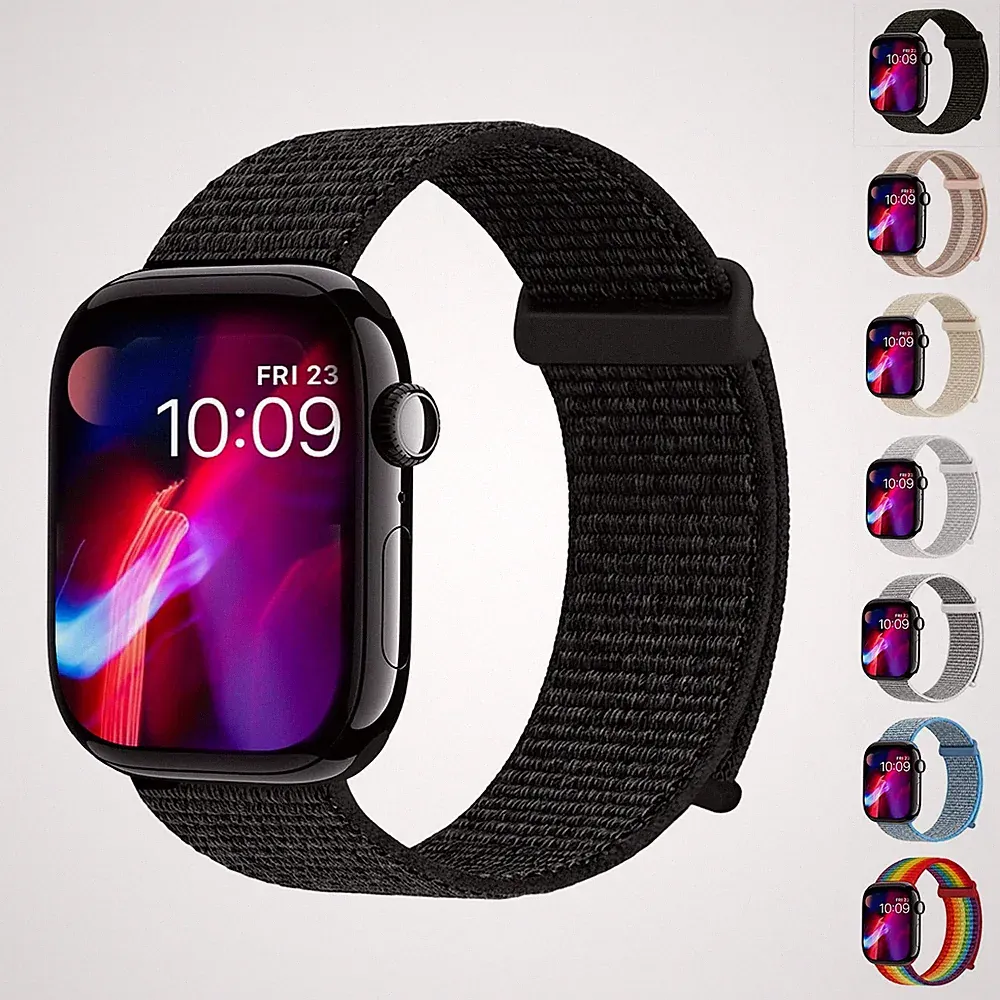Smartwatch Armband für Apple Watch Series 10 42 mm 46 mm Nylon Ersatz Band Klett