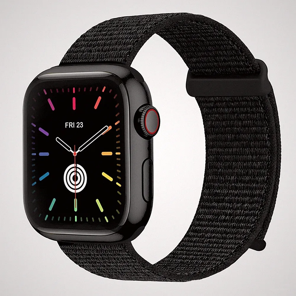 Smartwatch Armband für Apple Watch Series 7 41mm Textil Klettverschluss Schwarz