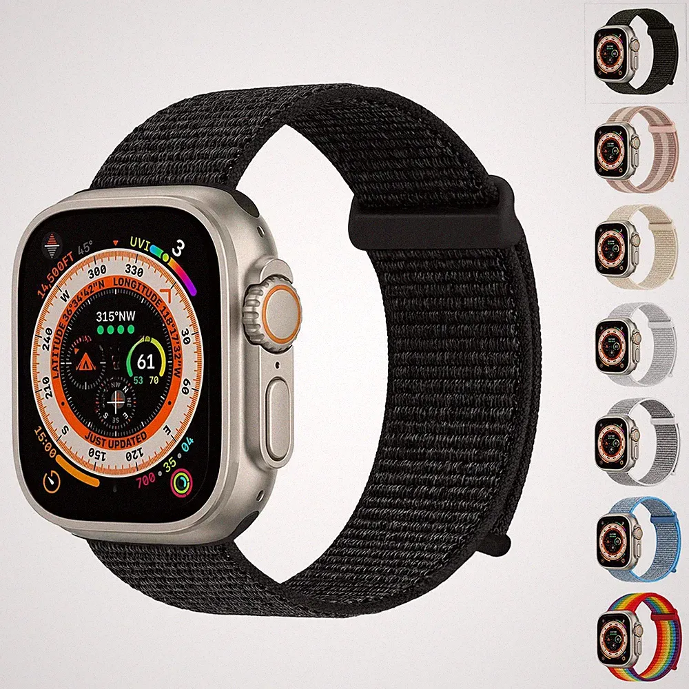 Smartwatch Armband für Apple Watch Ultra 3 49 mm Nylon Ersatz Wechsel Band Klett