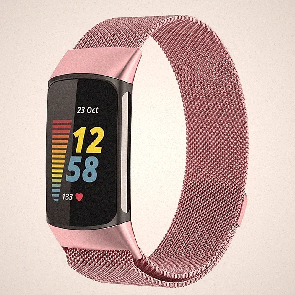 Smartwatch Armband für Fitbit Charge 6 / 5 Ersatz Stahl / Metall Magnet Uhr