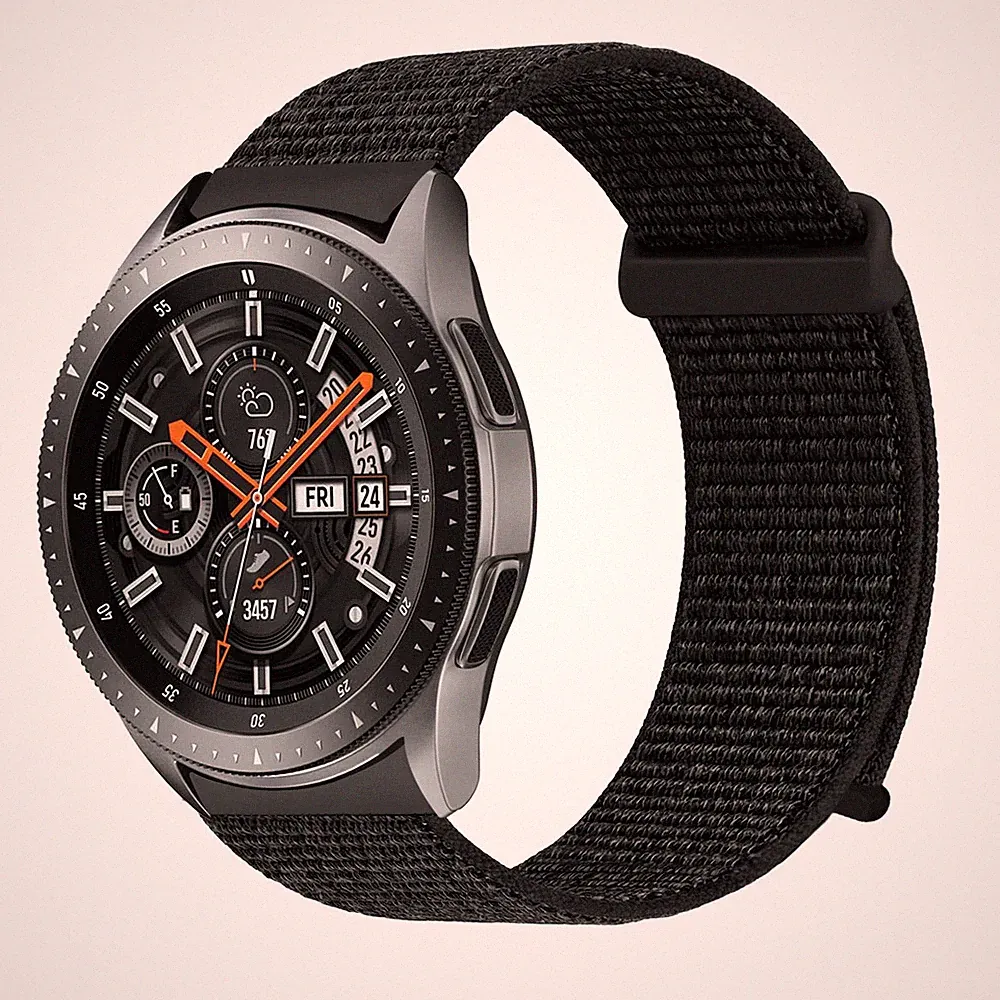 Smartwatch Armband für Samsung Galaxy Watch (2018) 46mm Textil Klett Schwarz