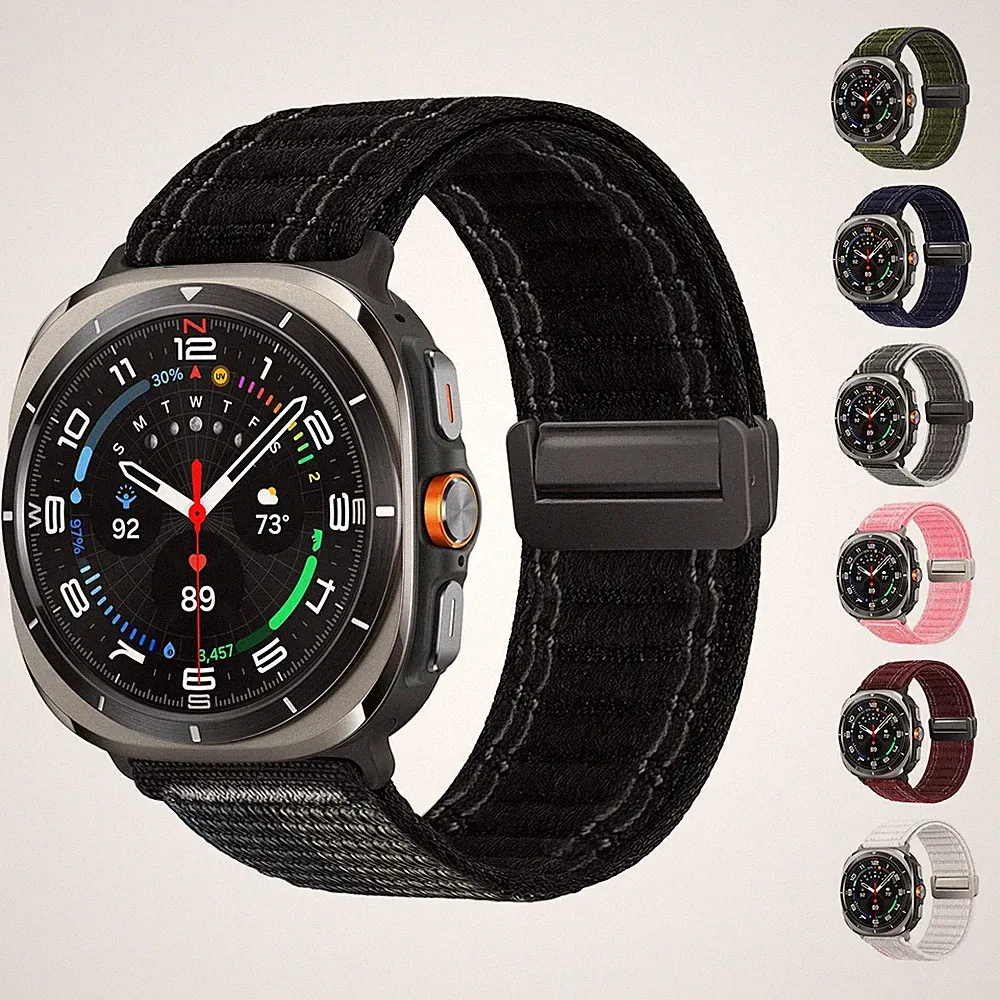 Smartwatch Armband für Samsung Galaxy Watch Ultra 47 mm Nylon Ersatz Band Magnet
