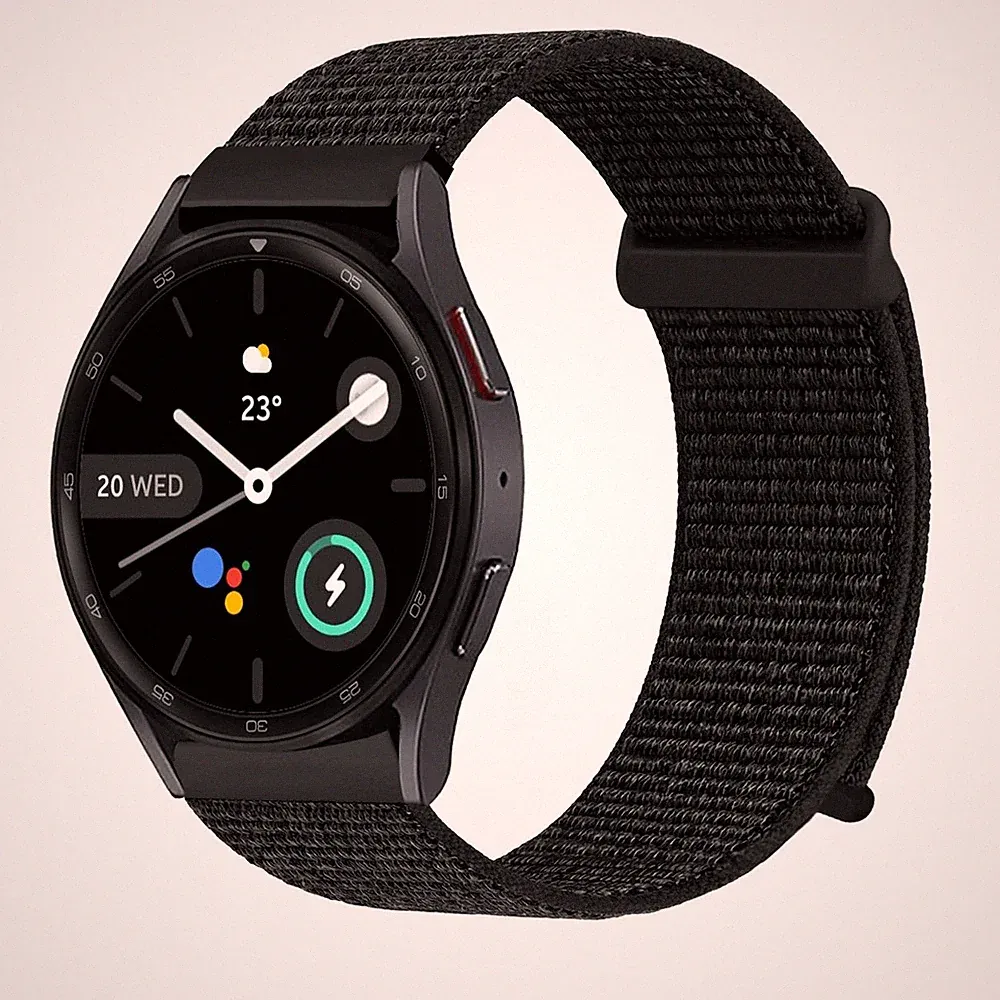 Smartwatch Armband für Samsung Galaxy Watch5 Pro 45mm Nylon Textil Klett Schwarz