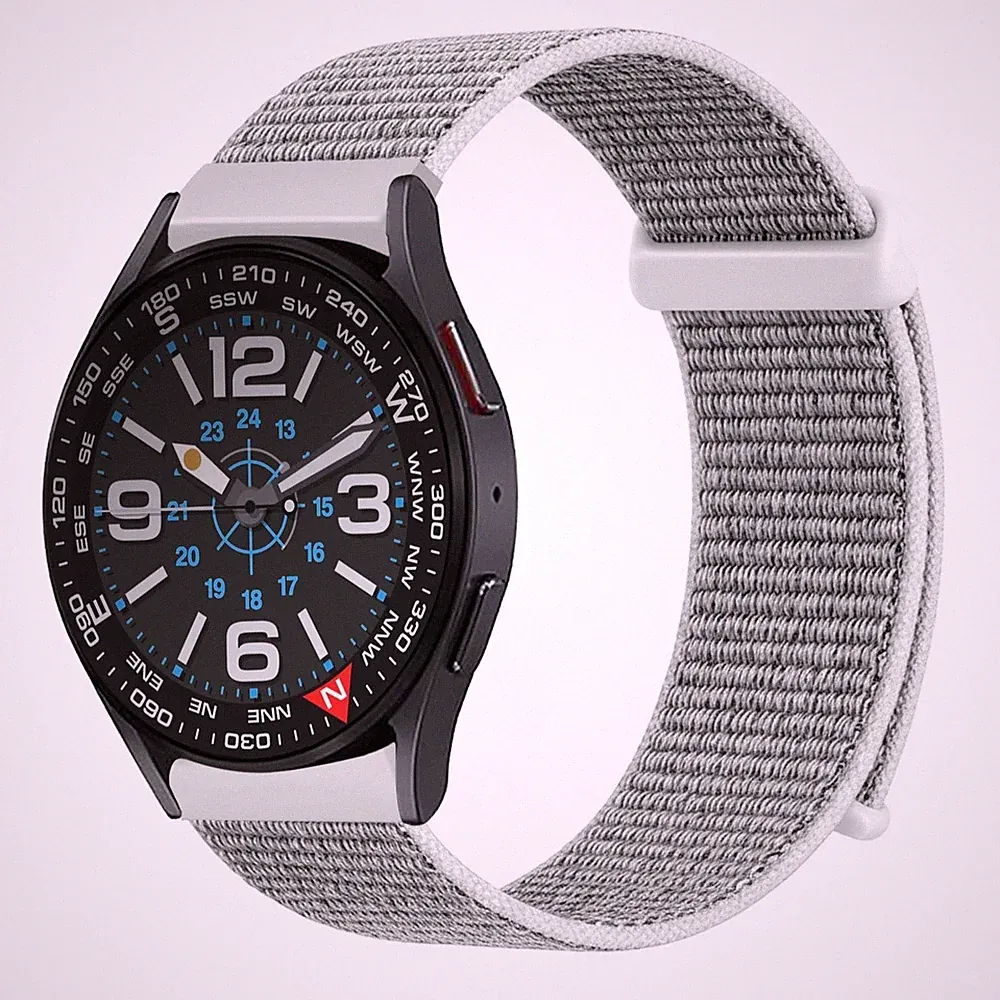 Smartwatch Armband für Samsung Galaxy Watch6 Classic 47mm Textil Band Klett Grau