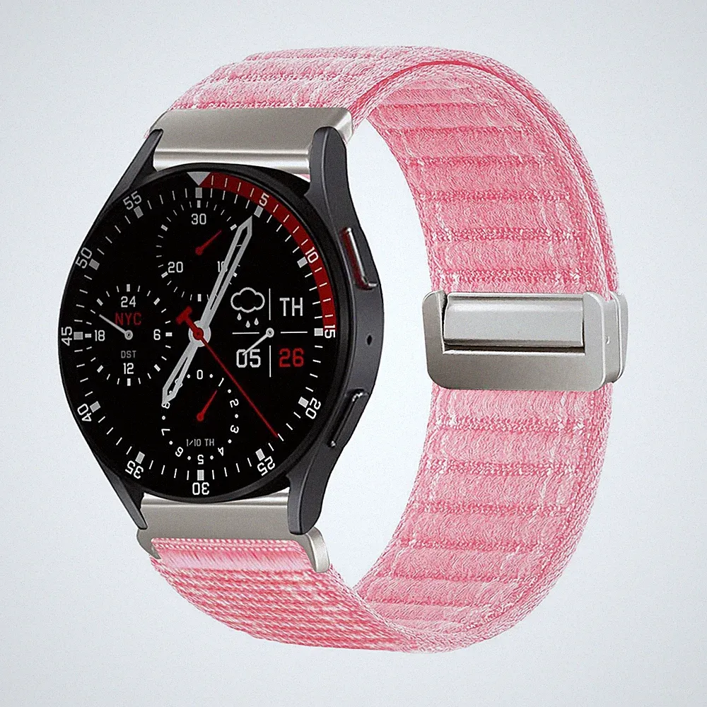 Smartwatch Armband für Samsung Galaxy Watch7 40mm Nylon Textil Band Magnet Rosa