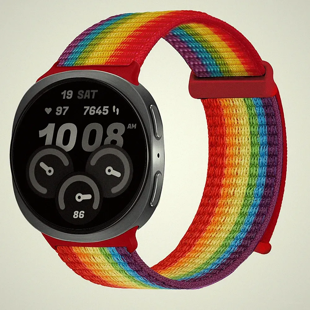 Smartwatch Armband für Samsung Galaxy Watch8 40mm Nylon Textil Klett Regenbogen